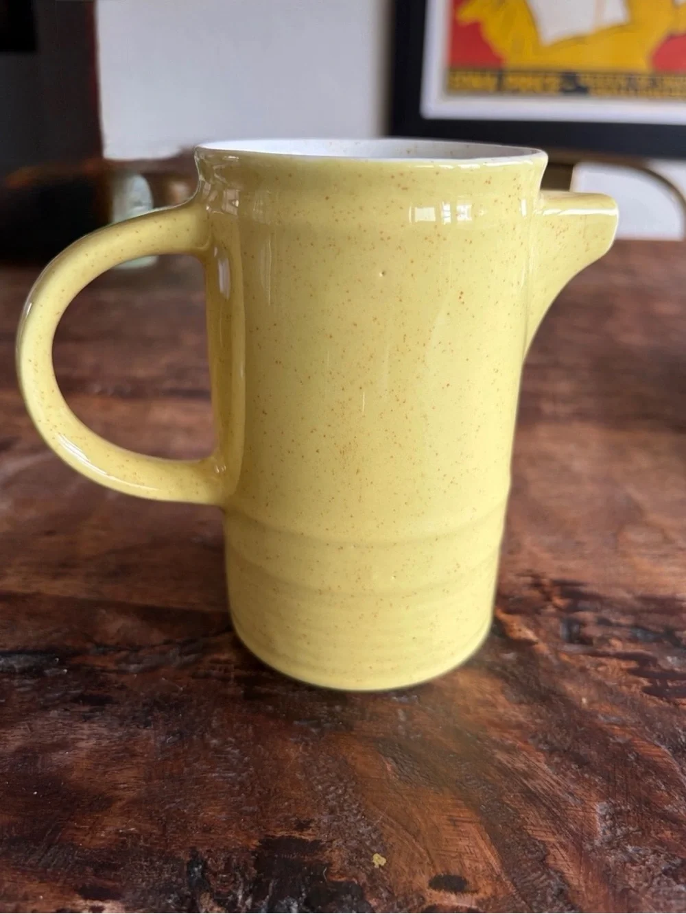 Vintage Irish Brendan Erin Stone Yellow Speckled Creamer Pitcher| Arklow Ireland